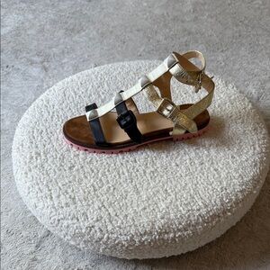 Christian Louboutin women Sandals in Gold, Black, and White